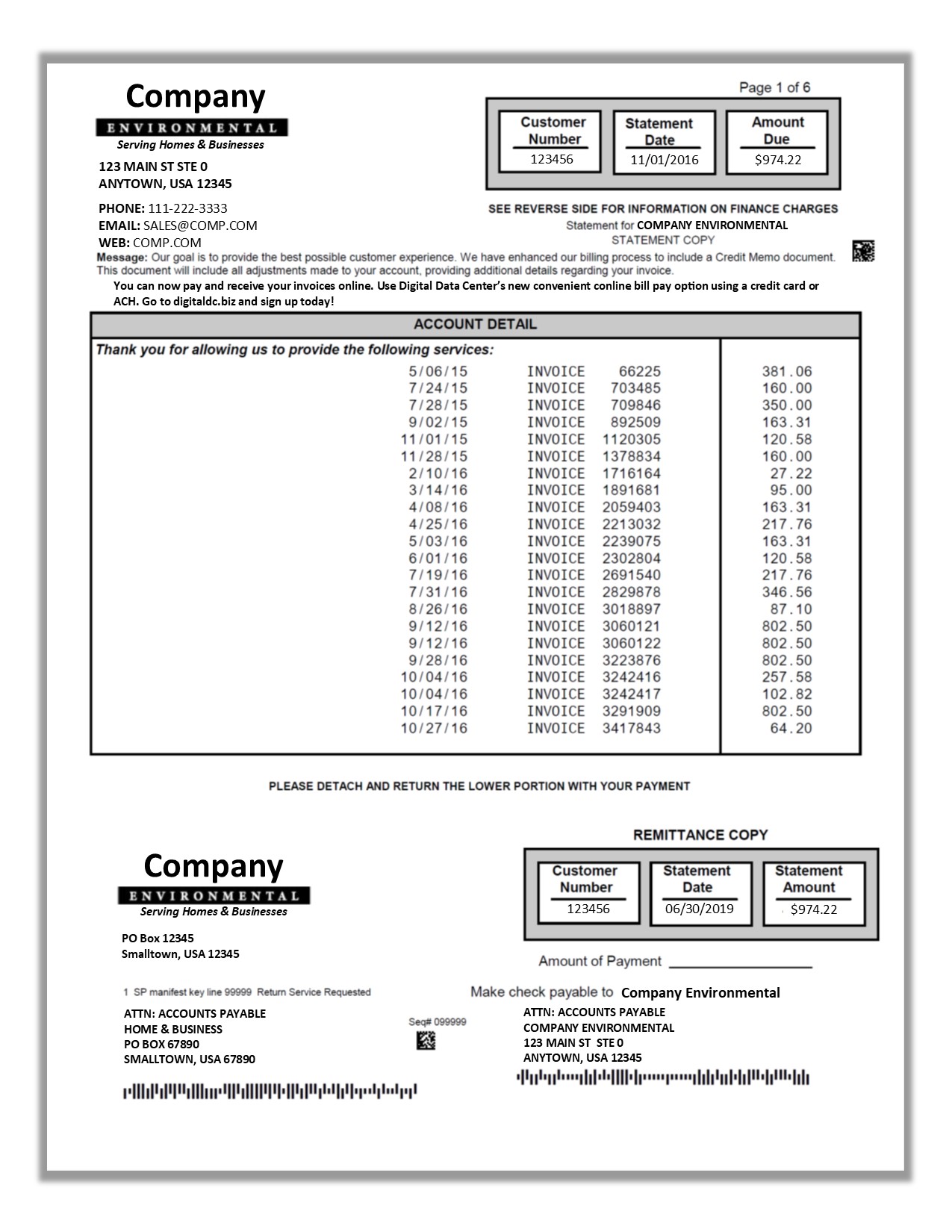 commercial, facility and residential markets invoice redesign, commercial, facility and residential markets bill redesign